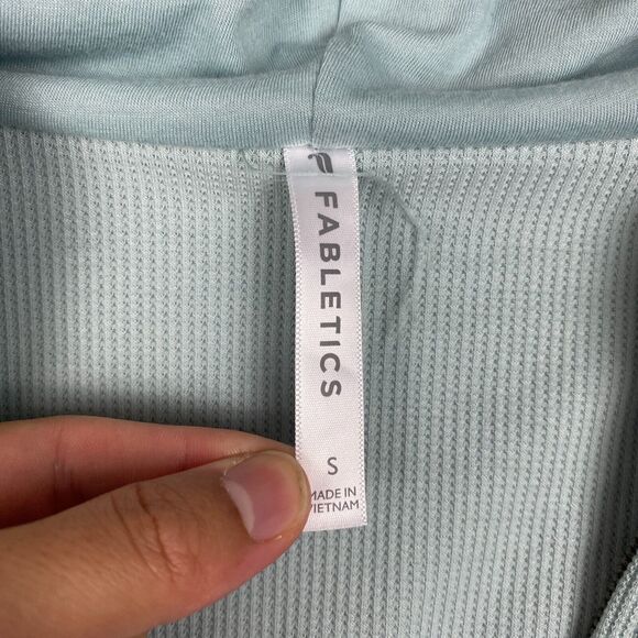 Fabletics Women's Small Zip-Up Waffle Knit Hoodie Silvermist Blue Long Sleeve - Picture 5 of 6